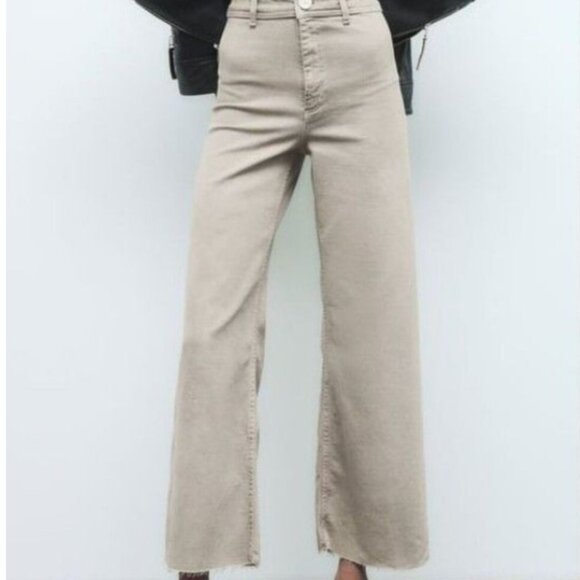 ZARA ZW Collection High Waist Marine Straight Jeans with Pockets – Beige – Size - Picture 7 of 16